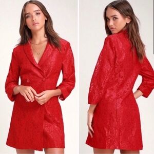 Lulu's Vibrant Red Lace Dress